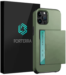 Forterra iPhone 15 Pro Hoesje Kaarthouder Hard Case Shockproof - Donkergroen