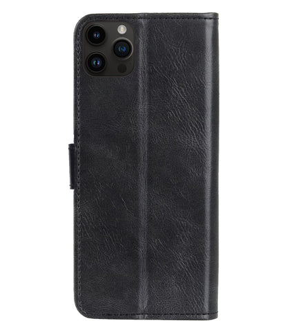Forterra iPhone 15 Pro Hoesje Bookcase Cover met Kaarthouder - Zwart