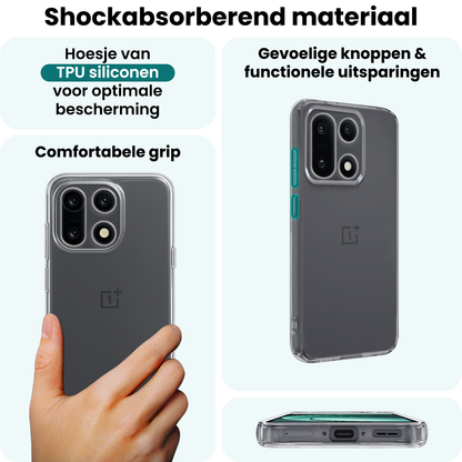 Forterra OnePlus 15 Hoesje Siliconen Backcover Lichtgewicht - Transparant