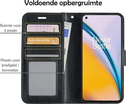 Forterra OnePlus Nord 2 Hoesje Bookcase Cover met Kaarthouder - Zwart
