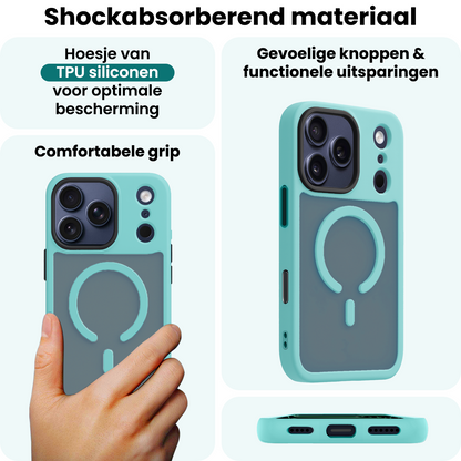Forterra iPhone 17 Pro Hoesje Geschikt voor Magsafe Backcover Shockproof - Lichtblauw