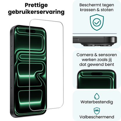 Forterra iPhone 17 Pro Max Screenprotector Gehard Glas - Volledige dekking