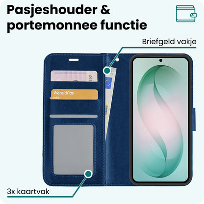 Forterra Samsung S26 Plus Hoesje Bookcase Cover met Kaarthouder - Donkerblauw