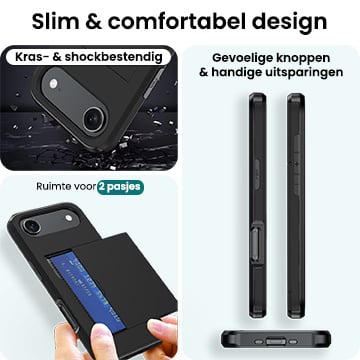 Forterra iPhone Air Hoesje Kaarthouder Hard Case Shockproof - Zwart