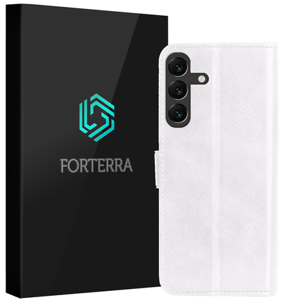Forterra Samsung A16 Hoesje Bookcase Cover met Kaarthouder - Wit