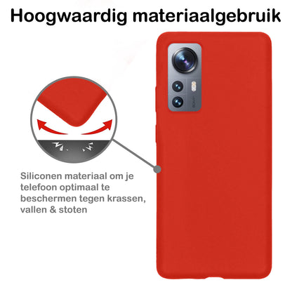 Forterra Xiaomi 12 Hoesje Siliconen Backcover Lichtgewicht - Rood