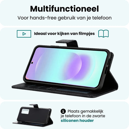Forterra Samsung A37 Hoesje Bookcase Cover met Kaarthouder - Zwart