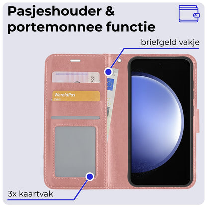 Forterra Samsung S23 FE Hoesje Bookcase Cover met Kaarthouder - Rosé goud