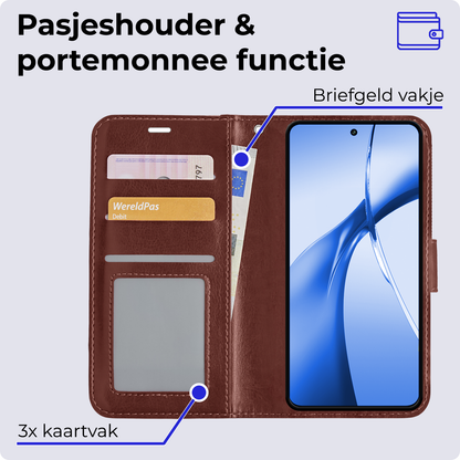 Forterra OnePlus Nord CE 4 Hoesje Bookcase Cover met Kaarthouder - Bruin
