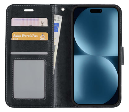 Forterra iPhone 15 Plus Hoesje Bookcase Cover met Kaarthouder - Zwart