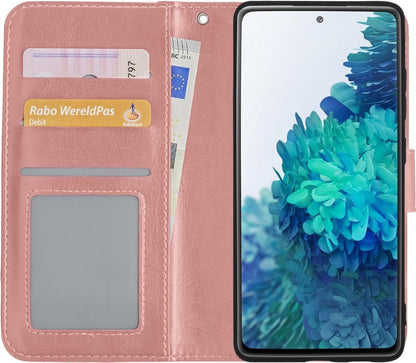 Forterra Samsung S20 FE Hoesje Bookcase Cover met Kaarthouder - Rosé goud
