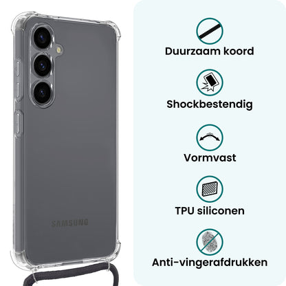Forterra Samsung S25 Plus Hoesje met Koord Backcover Shockproof - Transparant