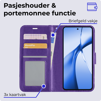Forterra OnePlus Nord CE 4 Hoesje Bookcase Cover met Kaarthouder - Paars