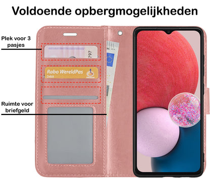 Forterra Samsung A13 4G Hoesje Bookcase Cover met Kaarthouder - Rosé goud