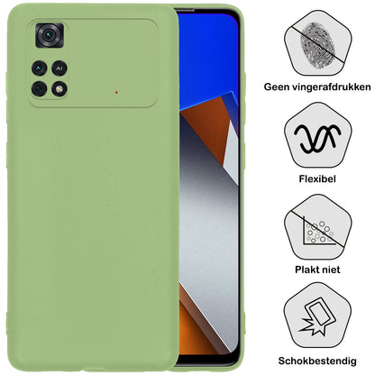 Forterra Poco M4 Pro 4G Hoesje Siliconen Backcover Lichtgewicht - Groen