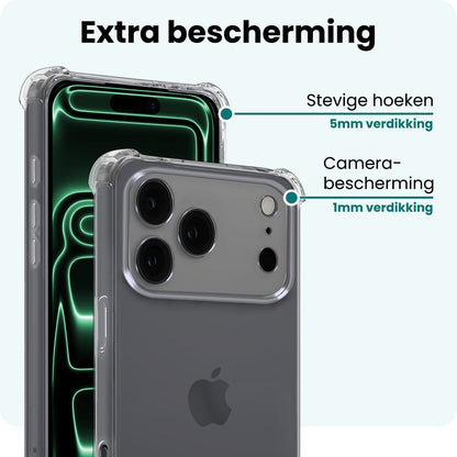 Forterra iPhone 17 Pro Hoesje Shockproof Backcover Siliconen - Transparant