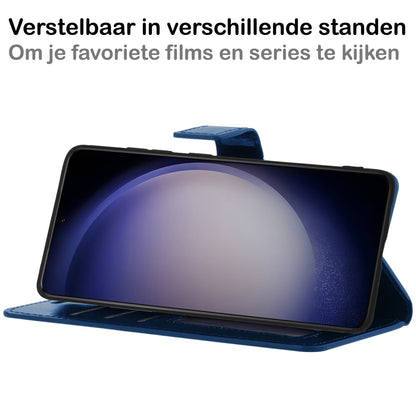 Forterra Samsung S23 Hoesje Bookcase Cover met Kaarthouder - Donkerblauw