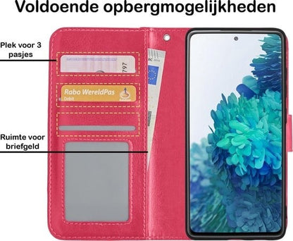 Forterra Samsung S20 FE Hoesje Bookcase Cover met Kaarthouder - Donkerroze