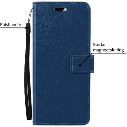 Forterra iPhone 15 Hoesje Bookcase Cover met Kaarthouder - Donkerblauw