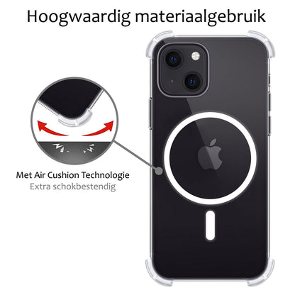 Forterra iPhone 15 Hoesje Geschikt voor Magsafe Backcover Shockproof - Transparant