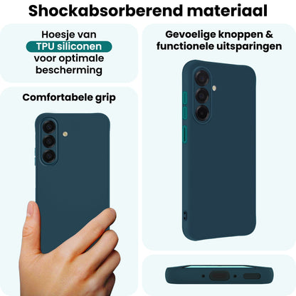 Forterra Samsung A17 Hoesje Siliconen Backcover Lichtgewicht - Donkerblauw