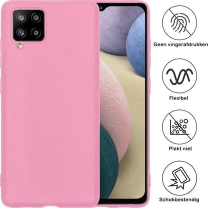 Forterra Samsung A12 Hoesje Siliconen Backcover Lichtgewicht - Lichtroze