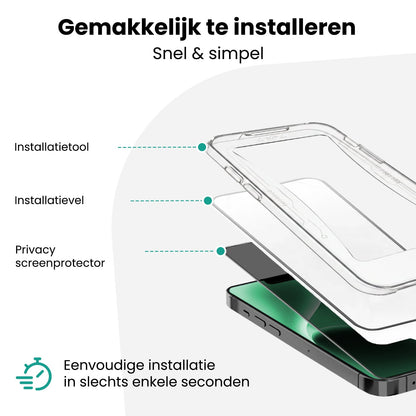 Forterra Privacy Screenprotector Geschikt voor Apple iPhone 14 - Met Installatie Kit - Privacy - Beschermglas - Flexibel Glas - Tempered Glass - Screen Protector