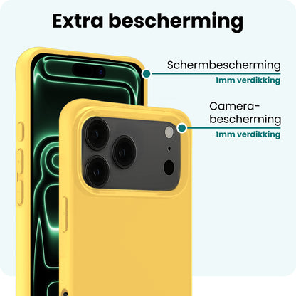 Forterra iPhone 17 Pro Hoesje Siliconen Backcover Lichtgewicht - Geel