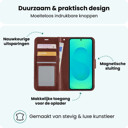 Forterra Samsung S25 Plus Hoesje Bookcase Cover met Kaarthouder - Bruin