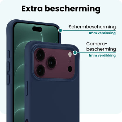 Forterra iPhone 18 Pro Max Hoesje Siliconen Backcover Lichtgewicht - Donkerblauw