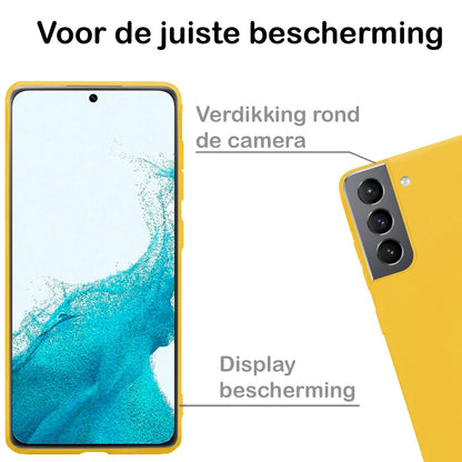 Forterra Samsung S22 Hoesje Siliconen Backcover Lichtgewicht - Geel