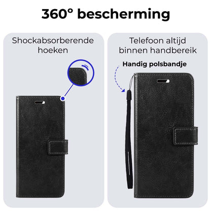 Forterra Samsung A25 Hoesje Bookcase Cover met Kaarthouder - Zwart
