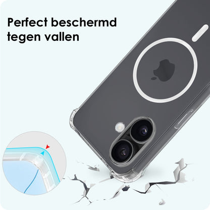 Forterra iPhone 17 Hoesje Geschikt voor Magsafe Backcover Shockproof - Transparant
