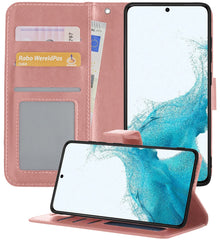 Forterra Samsung S22 Hoesje Bookcase Cover met Kaarthouder - Rosé goud