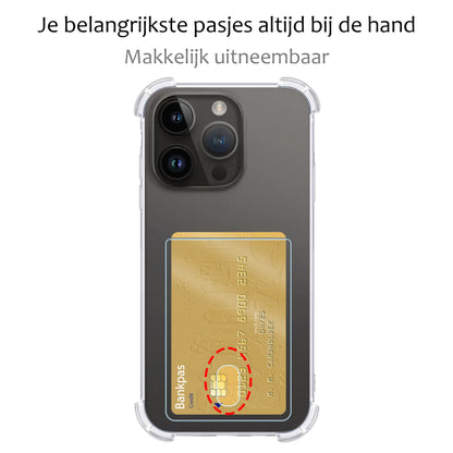 Forterra iPhone 15 Pro Hoesje Kaarthouder Backcover Shockproof - Transparant