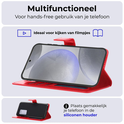 Forterra Samsung S24 Hoesje Bookcase Cover met Kaarthouder - Rood