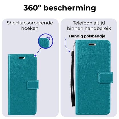 Forterra Samsung S23 FE Hoesje Bookcase Cover met Kaarthouder - Turquoise