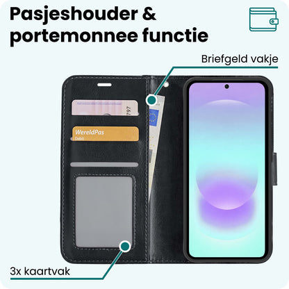 Forterra Samsung A37 Hoesje Bookcase Cover met Kaarthouder - Zwart