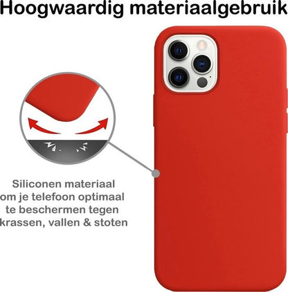 Forterra iPhone 12 Pro Hoesje Siliconen Backcover Lichtgewicht - Rood