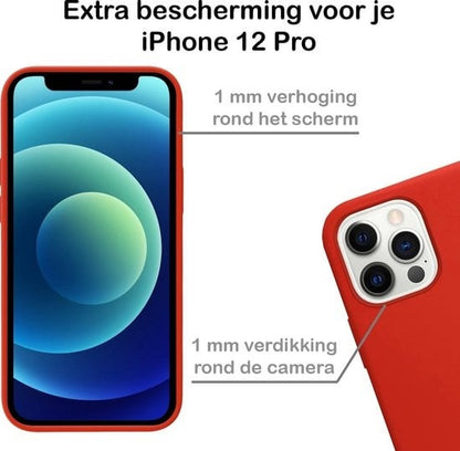 Forterra iPhone 12 Pro Hoesje Siliconen Backcover Lichtgewicht - Rood