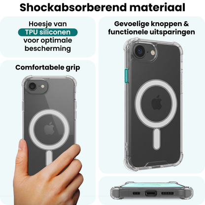 Forterra iPhone 17e Hoesje Geschikt voor Magsafe Backcover Shockproof - Transparant