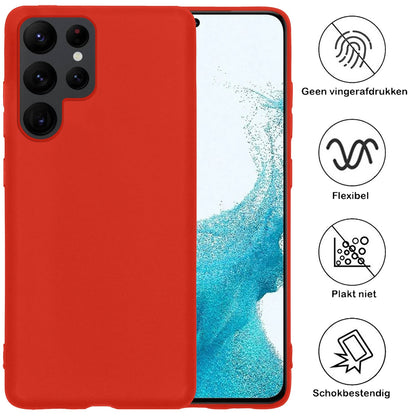 Forterra Samsung S22 Ultra Hoesje Siliconen Backcover Lichtgewicht - Rood