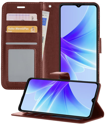 Forterra OPPO A17 Hoesje Bookcase Cover met Kaarthouder - Bruin