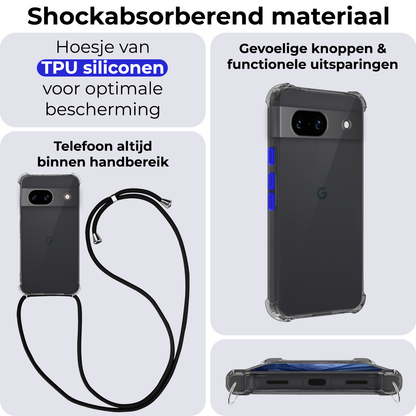 Forterra Google Pixel 8a Hoesje met Koord Backcover Shockproof - Transparant