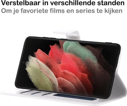 Forterra Samsung S21 Ultra Hoesje Bookcase Cover met Kaarthouder - Wit