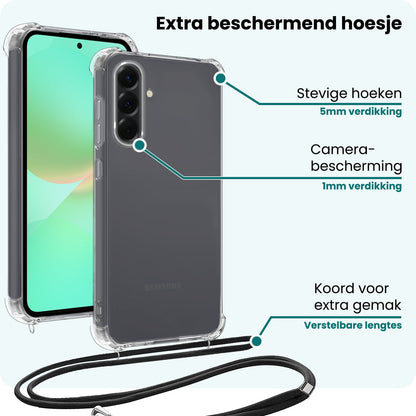 Forterra Samsung A36 Hoesje met Koord Backcover Shockproof - Transparant