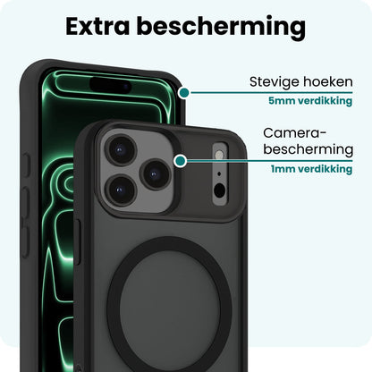 Forterra iPhone 17 Pro Hoesje Geschikt voor Magsafe Backcover Shockproof - Zwart