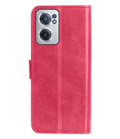 Forterra OnePlus Nord CE 2 Hoesje Bookcase Cover met Kaarthouder - Donkerroze