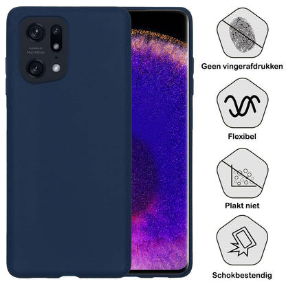 Forterra OPPO Find X5 Pro Hoesje Siliconen Backcover Lichtgewicht - Donkerblauw