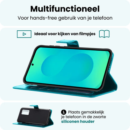 Forterra Samsung S25 Plus Hoesje Bookcase Cover met Kaarthouder - Turquoise